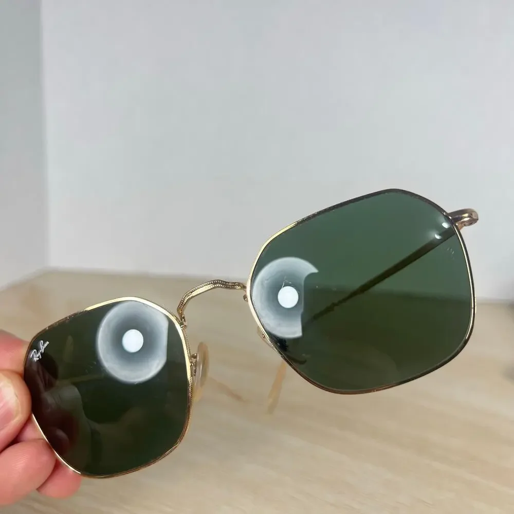 Ray-Ban RB3694 Jim 001/31 Sunglasses Green Tint Gold Metal 53-20-145 Italy